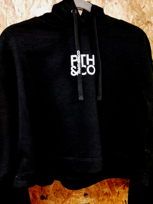 SUDADERA CAPUCHA CROPPED NEGRA