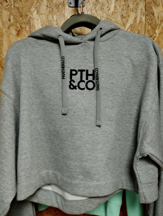 SUDADERA CAPUCHA CROPPED GRIS