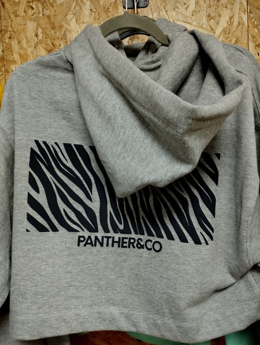 SUDADERA CAPUCHA CROPPED GRIS